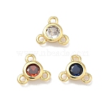 Brass Micro Pave Cubic Zirconia Flat Round Chandelier Component Links, Long-Lasting Plated, Rack Plating, Lead Free & Cadmium Free, Real 18K Gold Plated, Mixed Color, 7.5x8.5x3mm, Hole: 1.2mm(KK-B170-05G)