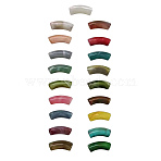 Acrylic Beads, Imitation Gemstone, Curved Tube, Two Tone, Mixed Color, 34.5x13x11mm, about 148pcs/500g(OACR-ZX005-13)