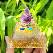 Orgonite Pyramid Resin Energy Generators, Natural Amethyst Round Inside for Home Office Desk Decoration, 50mm(PW-WG70575-01)