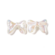 Opaque Acrylic Beads, AB Color Plated, Bowknot, White, 28.5x39x12mm, Hole: 3mm(OACR-A010-13A)