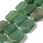 Natural Green Aventurine Beads Strands, with Seed Beads, Rectangle, 12~17.5x9.5~13x5~7.5mm, Hole: 1mm, about 25~26pcs/strand, 15.94''~16.14''(40.5~41cm)(G-Z043-A02-01)