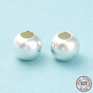 925 Sterling Silver Beads, Round, Silver, 6x5mm, Hole: 2.2mm(FIND-A033-01B)