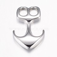 304 Stainless Steel Hook Clasps, For Leather Cord Bracelets Making, Anchor, Stainless Steel Color, 32.5x21x5.5mm, Hole: 5x7mm(STAS-P171-62P)