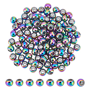 100Pcs 304 Stainless Steel Beads, Rondelle, Rainbow Color, 6x5mm, Hole: 2.5mm(STAS-UN0040-20B)