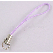 Mobile Phone Strap, DIY Cell Phone Straps, Alloy Ends with Iron Rings, Violet, about 45mm long, Ring: about 7mm in diameter(X-SCW015)