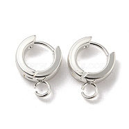 201 Stainless Steel Huggie Hoop Earrings Findings, with Vertical Loop, with 316 Surgical Stainless Steel Earring Pins, Ring, Silver, 11x4mm, Hole: 2.7mm, Pin: 1mm(STAS-A167-01R-S)