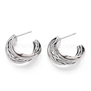 Brass Earring for Women, Real Platinum Plated, 22x12.5mm(EJEW-P268-03P)