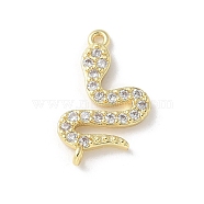 Brass Micro Pave Clear Cubic Zirconia Pendants, Double Hanging Snake Charms, Real 14K Gold Filled, 13x10.5x2.5mm, Hole: 0.9mm(KK-S505-05G)