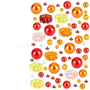 BENECREAT DIY Thanksgiving Day Vase Fillers , Including Pumpkin Acrylic Display Decorations & Beads, Plastic Round Beads, Maple Leaf PET Nail Art Sequins, Orange Red(DIY-BC0009-65)