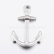 304 Stainless Steel Pendants, Anchor, Stainless Steel Color, 37.5x25x4mm, Hole: 4mm(STAS-G172-91P)