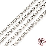 Rhodium Plated 925 Sterling Silver Rolo Chains, Soldered, Platinum, Link: 2.5x2x1mm(STER-F052-05P)