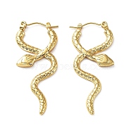 304 Stainless Steel Hoop Earring, Garden Reptile Serpentine Snake Earring for Women, Real 18K Gold Plated, 41x18mm(EJEW-M231-03B-G)