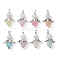 Imitation Pearl Acrylic and Transparent Acrylic Beads Pendant, Angel, Antique Silver, 31.5x22x9.5mm, Hole: 3.5mm(PALLOY-JF02620-01)