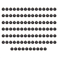 Alloy Enamel Pendants, Flat Round with Constellation, Light Gold, Black, Pisces, 15x12x2mm, Hole: 1.5mm, 100pcs/Box(ENAM-SZ0001-28C-H)
