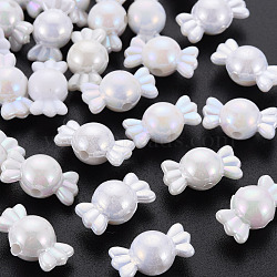 Opaque Acrylic Beads, AB Color, Candy, White, 17x9x9mm, Hole: 2mm, about 943pcs/500g(MACR-S153-83-I01)