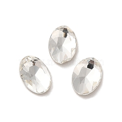 Glass Rhinestone Cabochons, Point Back & Back Plated, Faceted, Oval, Crystal, 8x5.5x2.5mm(RGLA-P037-08B-001)