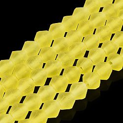 Imitate Austrian Crystal Frosted Glass Beads Strands, Grade AA, Faceted Bicone, Yellow, 3x2.5mm, Hole: 0.7mm, about 162~185pcs/strand, 13.15~14.61 inch(33.4~37.1cm)(GLAA-F029-TM2mm-B21)