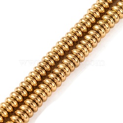 Electroplated Synthetic Non-magnetic Hematite Beads Strands, Disc, Real 24K Gold Plated, 4.4x2mm, Hole: 0.9mm, about 206pcs/strand, 16.14''(41cm)(X-G-H027-D01-01)