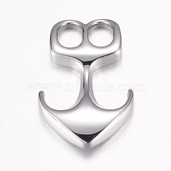 Non-Tarnish 304 Stainless Steel Hook Clasps, For Leather Cord Bracelets Making, Anchor, Stainless Steel Color, 32.5x21x5.5mm, Hole: 5x7mm(STAS-P171-62P)