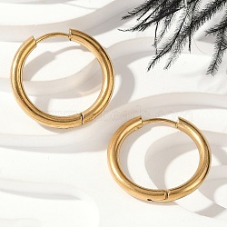 202 Stainless Steel Huggie Hoop Earrings, Hypoallergenic Earrings, with 316 Surgical Stainless Steel Pin, Ion Plating(IP), Golden, 20x2.5mm(EJEW-F111A-20mm-G01)