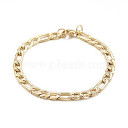 304 Stainless Steel Bracelets, Figaro Chains, with Lobster Clasp, Golden, 7-7/8 inch(20cm), 6mm(X-BJEW-G544-01G)