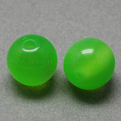 Round Imitation Cat Eye Resin Beads, Lime Green, 6x5mm, Hole: 1.8~2mm(RESI-R157-6mm-05)