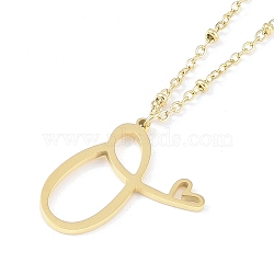 304 Stainless Steel Pendant Necklaces, Letter Charms, Letter O, 16.22 inch(41.2cm), Pendant: 18x22x1.3mm(NJEW-H029-02G-O)