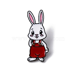 Rabbit Enamel Pins, Alloy Brooches for Backpack Clothes, Red, 35.5x14.5mm(JEWB-D300-02EB-03)