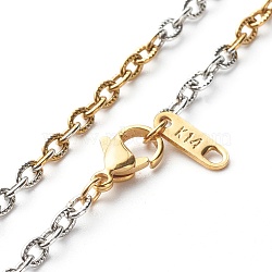 Two Tone 304 Stainless Steel Cable Chains Necklaces, Golden & Stainless Steel Color, 17.72 inch(450mm)(NJEW-JN03610)