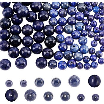 120Pcs 3 Styles Natural Lapis Lazuli Beads Strands, Dyed, Round, 6~10mm, Hole: 1mm, 40pcs/style