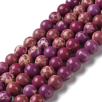 Synthetic Imperial Jasper Dyed Beads Strands, Round, Old Rose, 6mm, Hole: 1.4mm, about 60~62pcs/strand, 14.72''~15.28''(37.4~38.8cm)