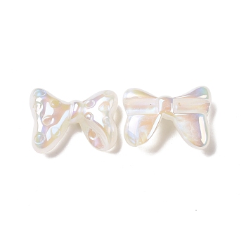 Opaque Acrylic Beads, AB Color Plated, Bowknot, White, 28.5x39x12mm, Hole: 3mm