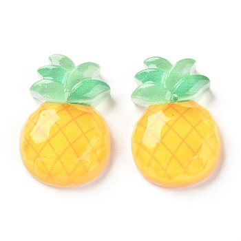 Transparent Resin Decoden Cabochons, Pineapple, Yellow, 22x15.5x6mm