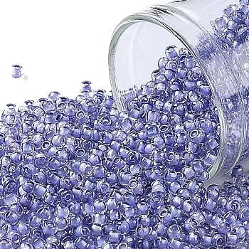 TOHO Round Seed Beads, Japanese Seed Beads, (966) Inside Color Crystal/Mauve Lined, 11/0, 2.2mm, Hole: 0.8mm, about 5555pcs/50g