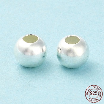 925 Sterling Silver Beads, Round, Silver, 6x5mm, Hole: 2.2mm