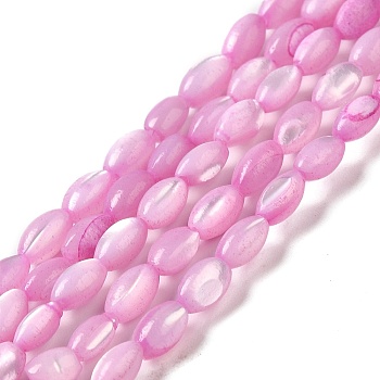 Natural Trochus Shell Beads Strands, Dyed, Rice, Pearl Pink, 5x3~3.5mm, Hole: 0.7mm, about 81~82pcs/strand, 15.39''~15.51''(39.1~39.4cm)