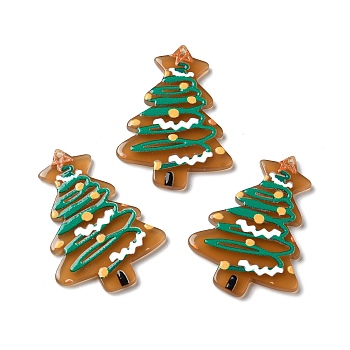 Christmas Resin Pendants, Transparent Charms for Christmas Party Decoration, Christmas Tree, 39x28x2.5mm, Hole: 1mm