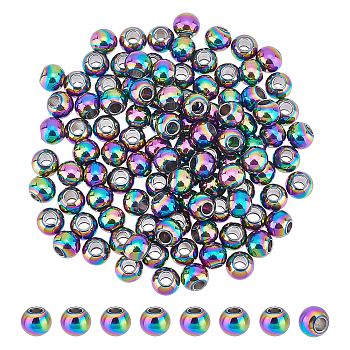 100Pcs 304 Stainless Steel Beads, Rondelle, Rainbow Color, 6x5mm, Hole: 2.5mm