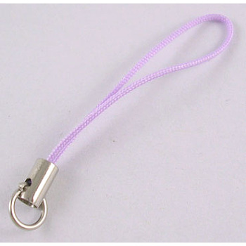 Mobile Phone Strap, DIY Cell Phone Straps, Alloy Ends with Iron Rings, Violet, about 45mm long, Ring: about 7mm in diameter