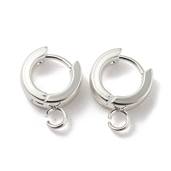 201 Stainless Steel Huggie Hoop Earrings Findings, with Vertical Loop, with 316 Surgical Stainless Steel Earring Pins, Ring, Silver, 11x4mm, Hole: 2.7mm, Pin: 1mm