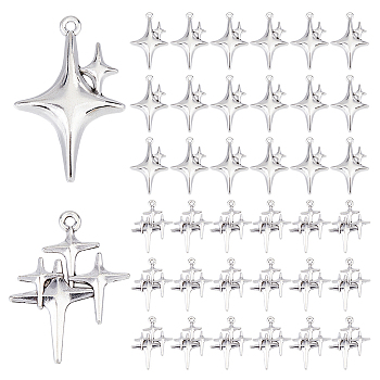 48Pcs 2 Styles Tibetan Style Zinc Alloy Pendants, Star Charms, Antique Silver, 29.5~34.5x22.5~23x3~5mm, Hole: 1.6~1.8mm, 24pcs/style