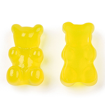 Translucent Resin Cabochons, Bear, Yellow, 18.5x11x7mm