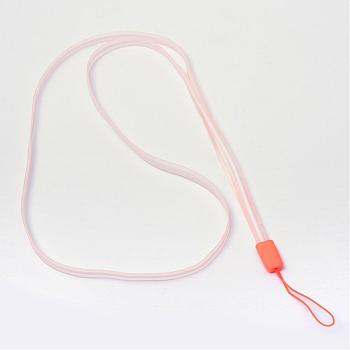 Rubber Lanyard Straps, with Plastic Findings, Light Salmon, 15.3 inch