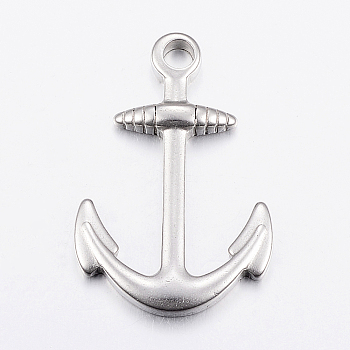 304 Stainless Steel Pendants, Anchor, Stainless Steel Color, 37.5x25x4mm, Hole: 4mm