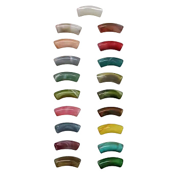 Acrylic Beads, Imitation Gemstone, Curved Tube, Two Tone, Mixed Color, 34.5x13x11mm, about 148pcs/500g
