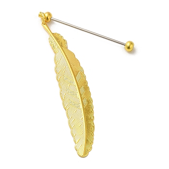 Alloy Feather Pendant Bookmarks, Beadable Bookmarks, Golden, 195mm