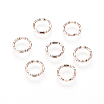 304 Stainless Steel Open Jump Rings, Round, Rose Gold, 20 Gauge, 7x0.8mm, Inner Diameter: 5.5mm