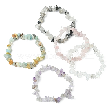 5Pcs 5 Style Natural Mixed Gemstone Chips Beaded Stretch Bracelets Set for Women(BJEW-FZ00007)-2