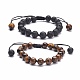 8mm Round Natural Tiger Eye & Lava Rock Braided Beads Bracelets Set(BJEW-JB07083)-1