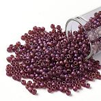 TOHO 8/0 Round Beads, Japanese Seed Beads, (332F) Cranberry Gold Luster, 3mm, Hole: 1mm, about 222pcs/10g(X-SEED-TR08-0332F)